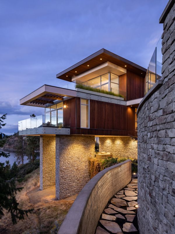 Luxury west coast contemporary home exterior at dusk photograph by Shawn Talbot