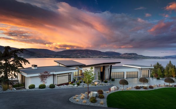 Residential luxury home captured at sunset in Kelowna BC by Shawn Talbot