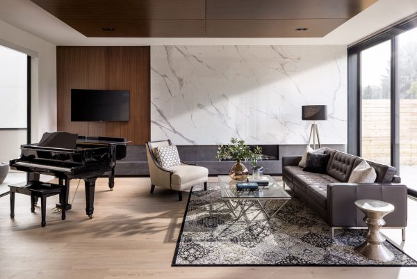Sunlight spilling into luxury residential living room