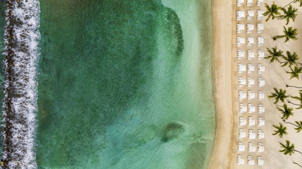 drone aerial photograph of beach for casa de campo resort in dominican republic by shawn talbot