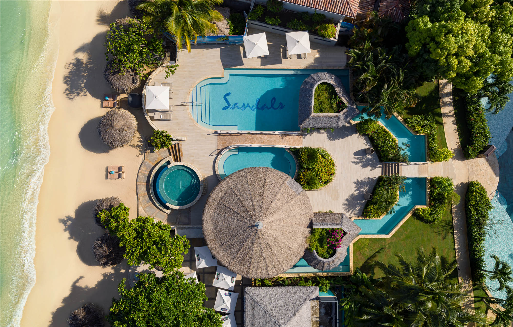 Sandals Resorts Montego Bay pool drone aerial photography by Shawn Talbot